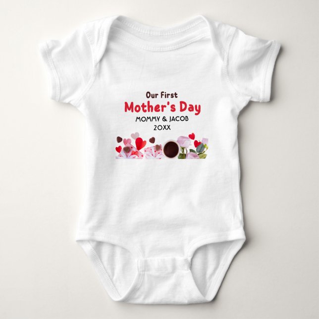 Body Para Bebé Nuestra camiseta personalizada para bebé con nombr (Anverso)