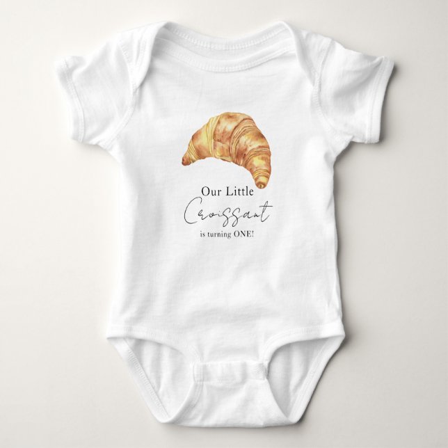 Body Para Bebé Nuestro pequeño croissant 1er cumpleaños (Anverso)