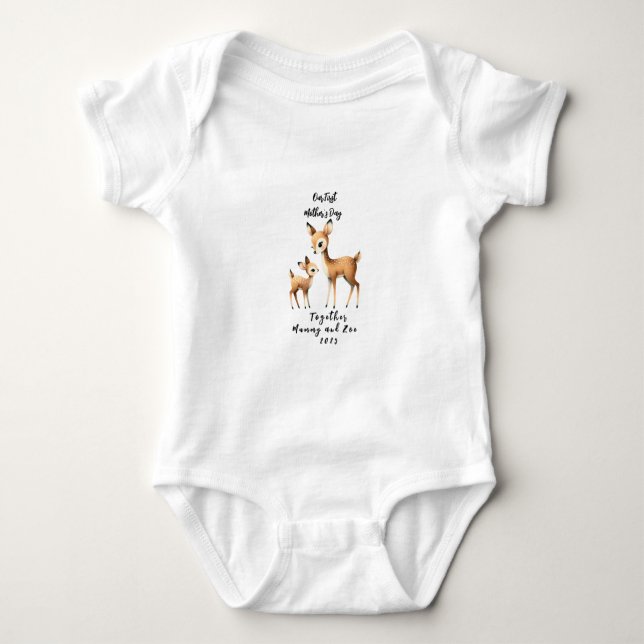 Body Para Bebé Nuestro Primer Día de la Madre Juntos (Anverso)