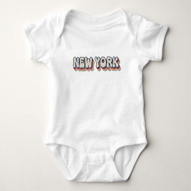 Body Para Bebé Nueva York Retro 80s Ciudad Cromada  (Anverso)