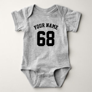 Body Para Bebé Número de nombre personalizado de Grey Sports Jers