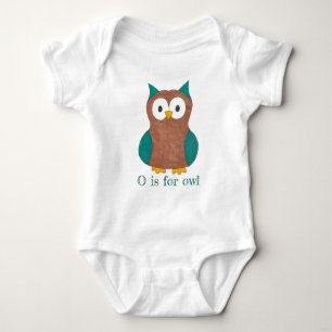 Body Para Bebé O es para Owl Brown Blue Wise Bird Animal