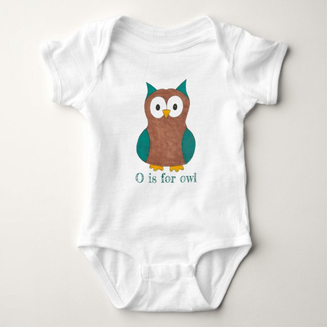 Body Para Bebé O es para Owl Brown Blue Wise Bird Animal (Anverso)