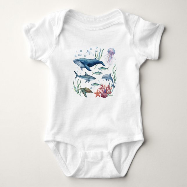 Body Para Bebé Ocean Animals Baby, Summer Sea Life Baby  (Anverso)
