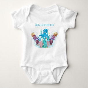 Body Para Bebé Ocean Colorful Cute boy Baby Octopus Primer cumple