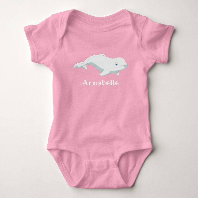 Body Para Bebé Océano Ártico de ballena Beluga personalizado (Anverso)