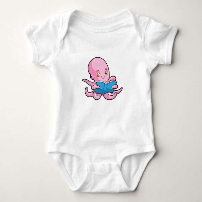 Body Para Bebé Octopus al leer un libro (Anverso)