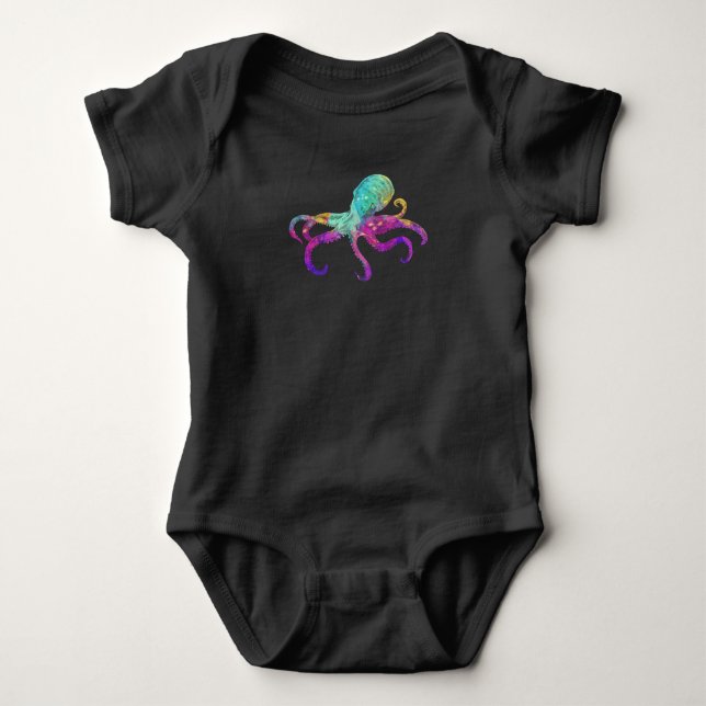 Body Para Bebé Octopus Colorful Kraken Sea Animal Art (Anverso)