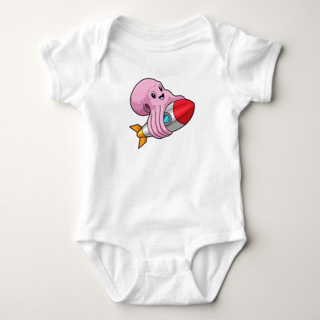 Body Para Bebé Octopus con cohete (Anverso)
