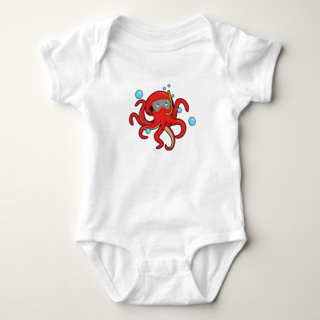 Body Para Bebé Octopus en buceo con gafas de natación (Anverso)