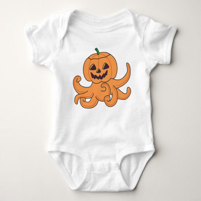 Body Para Bebé Octopus En Calabaza Naranja Krak Halloween Octopus (Anverso)