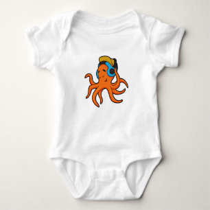 Body Para Bebé Octopus en la música con auriculares