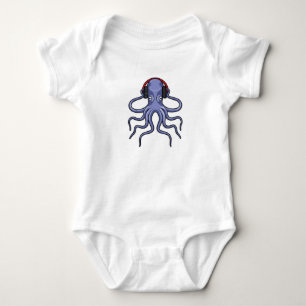 Body Para Bebé Octopus en la música con auriculares