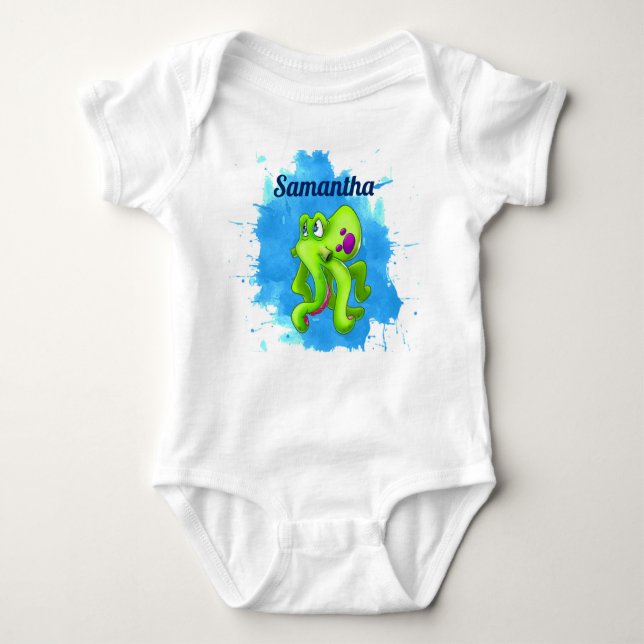 Body Para Bebé Octopus verde Baby Bodysuit (Anverso)
