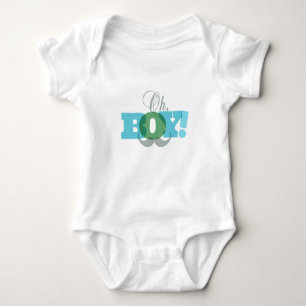 Body Para Bebé Oh Boy Blue and Green Mustache