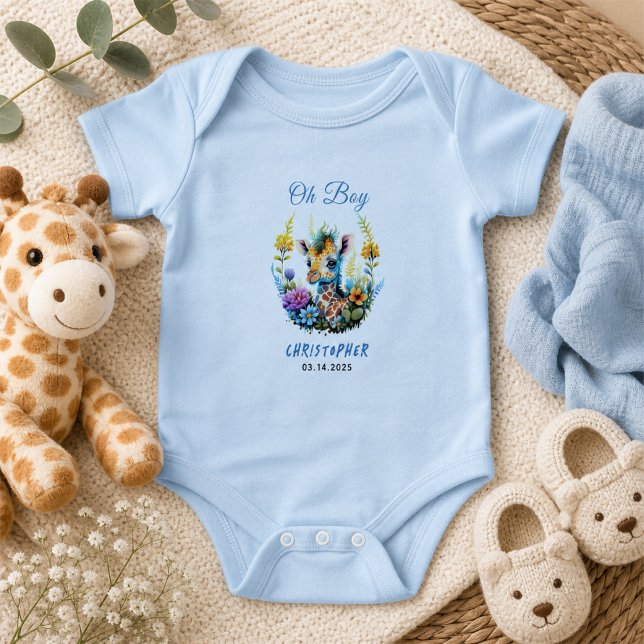 Body Para Bebé ¡Oh Chico! Baby Shower de Jirafa Bebé (Oh Boy! Baby Giraffe Baby Shower Bodysuit)