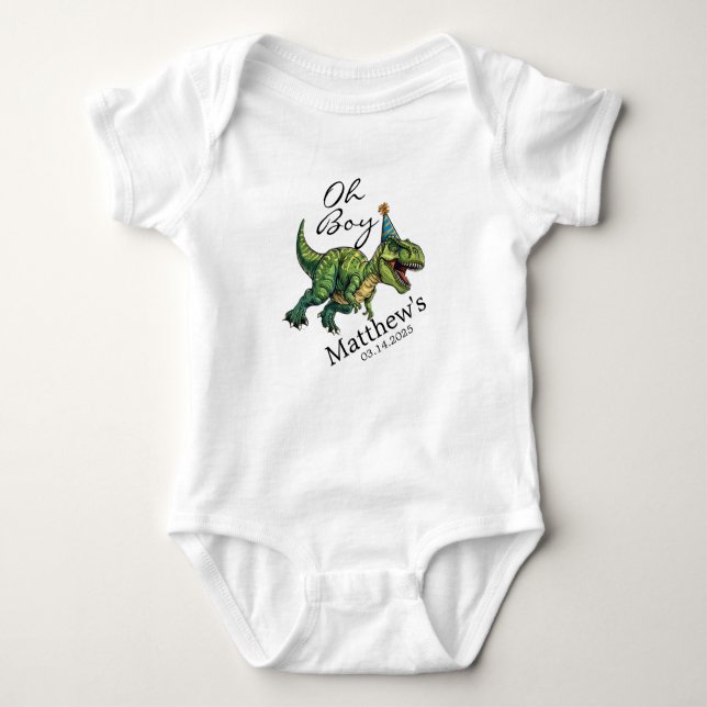 Body Para Bebé ¡Oh, chico! Cute Dinosaur Baby Shower (Anverso)