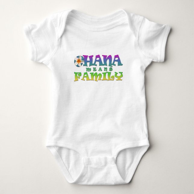 Body Para Bebé  Ohana significa familia - con plumeria Baby Bodys (Anverso)