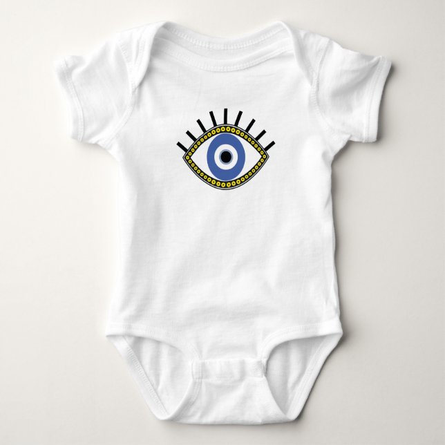 Body Para Bebé Ojo azul, buena suerte, amuleto griego, ojo malvad (Anverso)