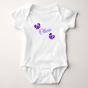 Body Para Bebé Olivia, Nombre, Con Pansies Moradas, Bodysuit de B