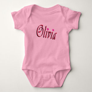Body Para Bebé "Olivia" Rojo y Rosa Nombre Olivia,