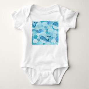 Body Para Bebé Ondas, ballena, textura azul infantil