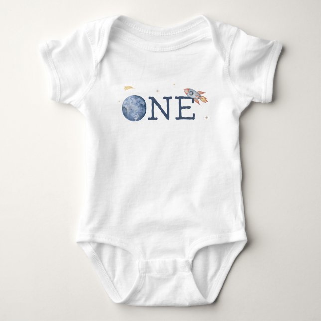 Body Para Bebé One Bodysuit / Space 1er cumpleaños Shirt (Anverso)