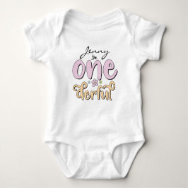 Body Para Bebé "One-derful", nombre personalizado, flores diseña