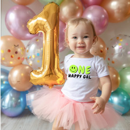 Body Para Bebé One Happy Gal First Birthday Green Smile