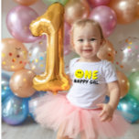 Body Para Bebé One Happy Gal First Birthday Yellow Smiley<br><div class="desc">¡Siempre agregamos nuevos diseños semanalmente!</div>