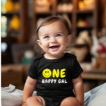 Body Para Bebé One Happy Gal First Birthday Yellow Smiley<br><div class="desc">¡Siempre agregamos nuevos diseños semanalmente!</div>