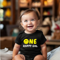 One Happy Gal First Birthday Yellow Smiley