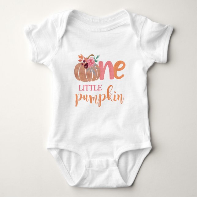 Body Para Bebé One Little Pumpkin Boho Floral 1st Bday (Anverso)