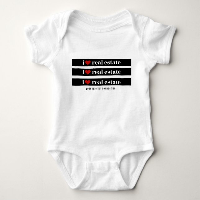 Body Para Bebé Onsie, bebé de "I Heart Real Estate" (Anverso)
