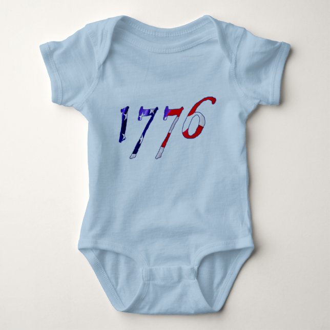Body Para Bebé Onsie del bebé de 1776 estrellas y de las rayas (Anverso)
