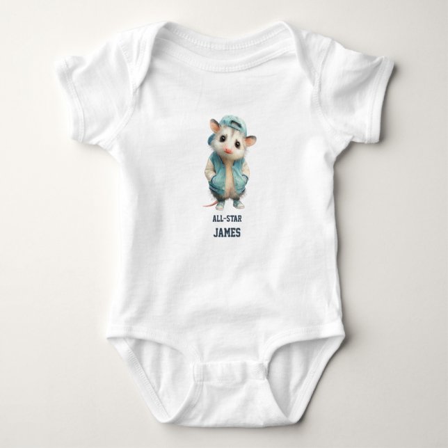 Body Para Bebé Opossum Birthday Romper • Woodland Animal Outfit (Anverso)