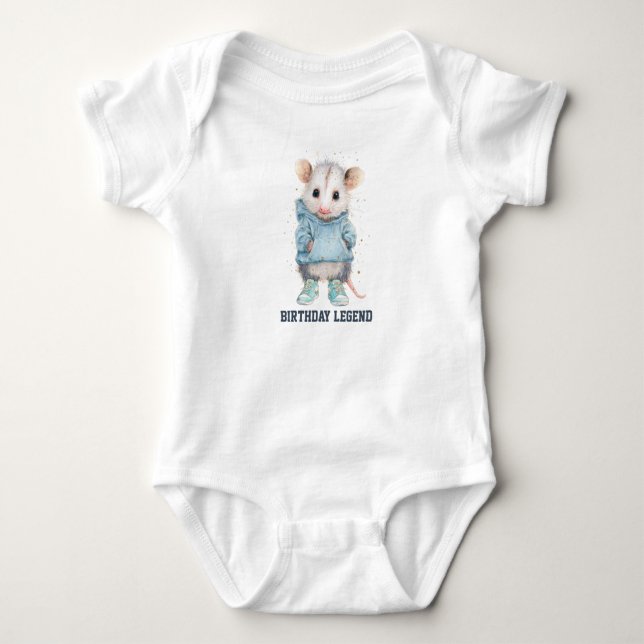 Body Para Bebé Opossum Birthday Romper • Woodland Animal Outfit (Anverso)