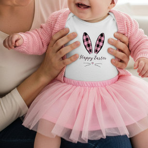 Body Para Bebé Orejas de conejo personalizadas de cuadros para Pa