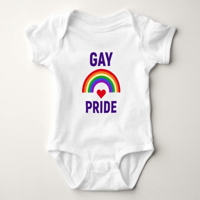 Body Para Bebé Orgullo gay| Corazón y arco iris (Anverso)