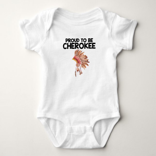 Body Para Bebé Orgulloso ser mono cherokee del bebé del nativo (Anverso)