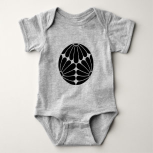 Body Para Bebé Oriental Black Kiku Chrysanthemum Mon Kamon Art