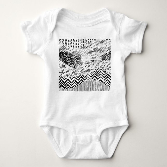 Body Para Bebé Ornamento de conglomerado blanco negro (Anverso)