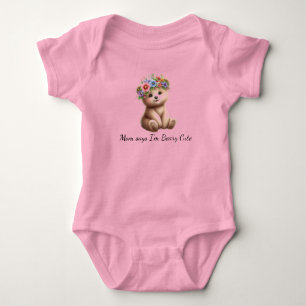 Body Para Bebé Osito con Corona de Flores Muy Bonito