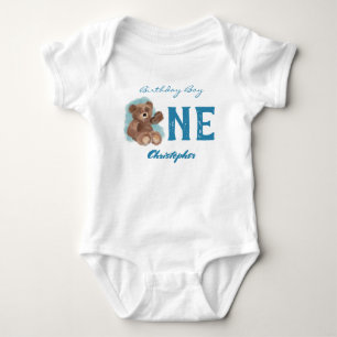 Body Para Bebé Osito de Acuarela Pequeño Cumpleaños Animal Cute P