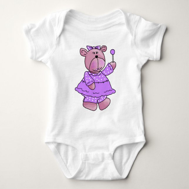 Body Para Bebé Osito de chupachups morado para niñas (Anverso)
