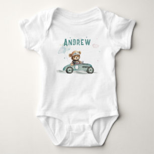 Body Para Bebé Osito de Coche de Carreras