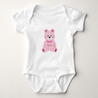 Body Para Bebé Osito de cuadros rosados