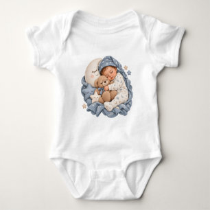 Body Para Bebé Osito de peluche bebé durmiendo y luna creciente a