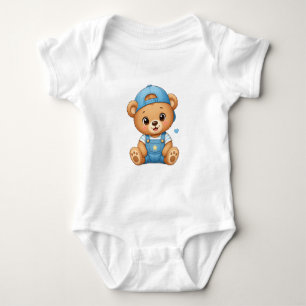 Body Para Bebé Osito de peluche bebé lindo en gorra azul - Oso ad