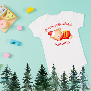 Body Para Bebé Osito de peluche lindo bebé su primera Navidad
